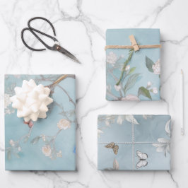 Chinoiserie Leichte Aquamarine und Blues Set Geschenkpapier Set