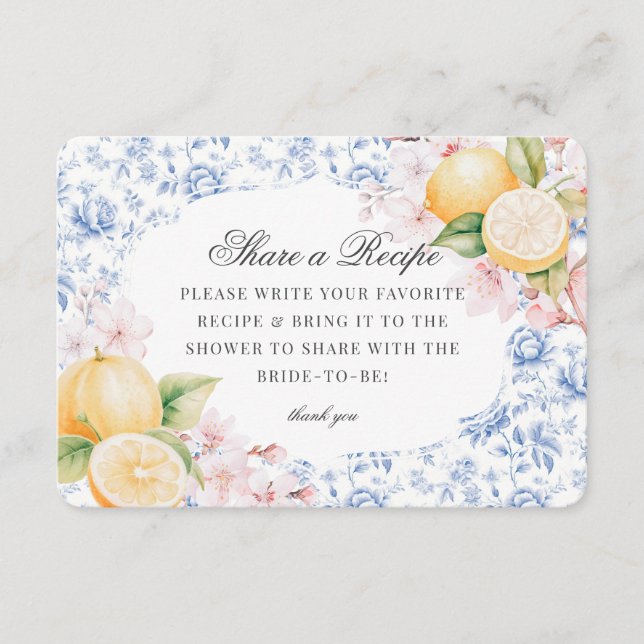 Chinoiserie Lemon Brautparty Locarno Begleitkarte (Vorderseite)