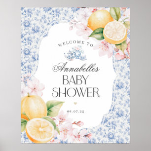 Chinoiserie Lemon Tea Baby Dusche Begrüßungszeiche Poster