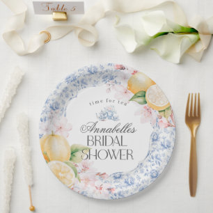 Chinoiserie Lemon Tea Brautparty Tischtennis Pappteller