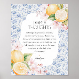 Chinoiserie Lemon Tea Diaper Gedanken Kinderdusche Poster