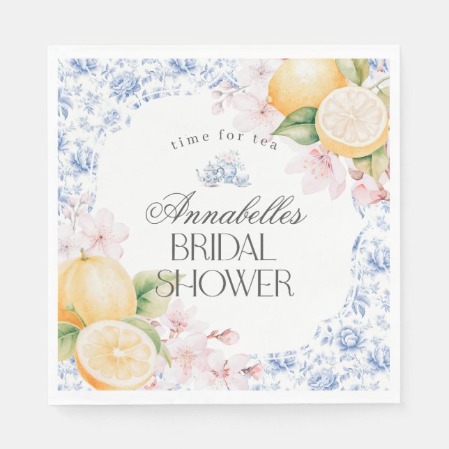 Chinoiserie Lemon Tea Party Brautparty Dekoration Serviette (Vorderseite)