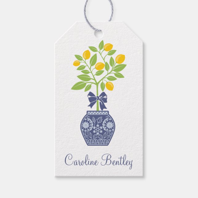 Chinoiserie Lemon Tree Gift Tags Geschenkanhänger (Vorderseite)