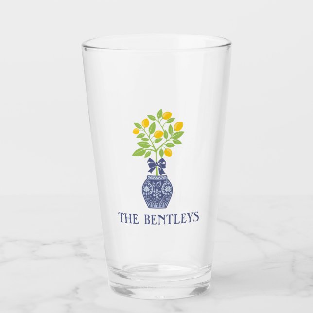 Chinoiserie Lemon Tree Glass Tumbler (Vorderseite)