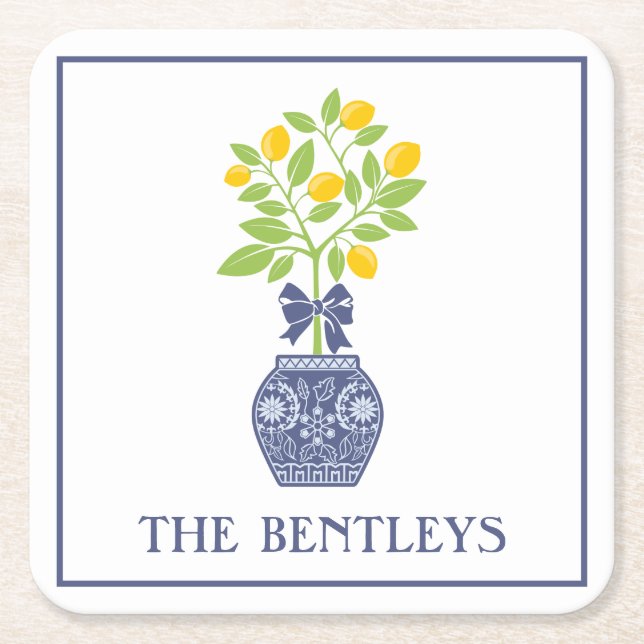 Chinoiserie Lemon Tree Paper Untersetzer (Vorderseite)