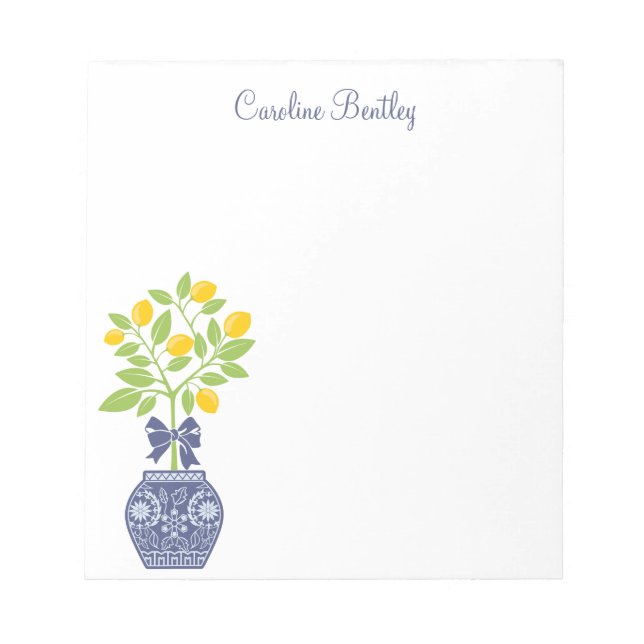 Chinoiserie Lemon Tree Personalisiert Notepad Notizblock (Vorderseite)