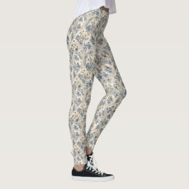 Chinoiserie Libellen, Gänseblümchen und Spitze Leggings