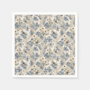 Chinoiserie Libellen, Gänseblümchen und Spitze Serviette