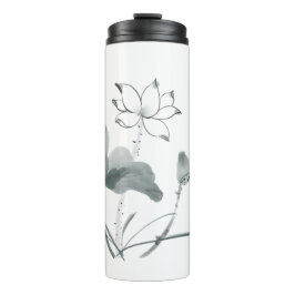 Chinoiserie Lotus Painting Personalisierter Name Thermosbecher