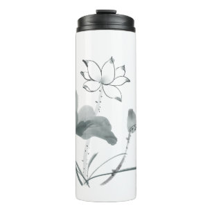 Chinoiserie Lotus Painting Personalisierter Name Thermosbecher