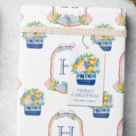 Chinoiserie Mandarinen Weihnachten Geschenkanhänger