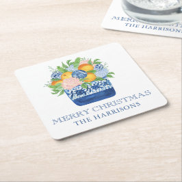 Chinoiserie Mandarinen Weihnachten Rechteckiger Pappuntersetzer