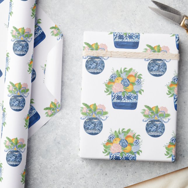 Chinoiserie Mandarins & Hydrangeas Geschenkpapier (Von Creator hochgeladen)