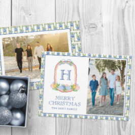 Chinoiserie Mandarins Monogram Wappen Feiertagskarte