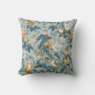 Chinoiserie Monkey Blue Kissen