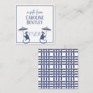 Chinoiserie Monkeys Monogram Geschenkkarten Mitteilungskarte