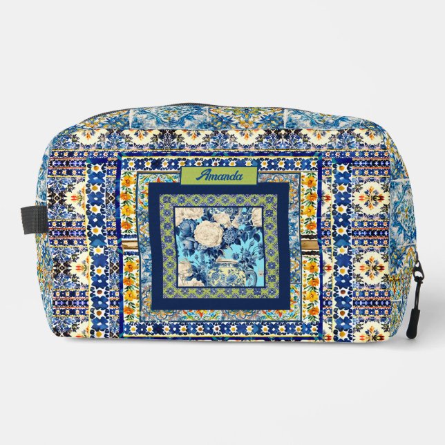 Chinoiserie Monogram Waschbeutel (Vorderseite)
