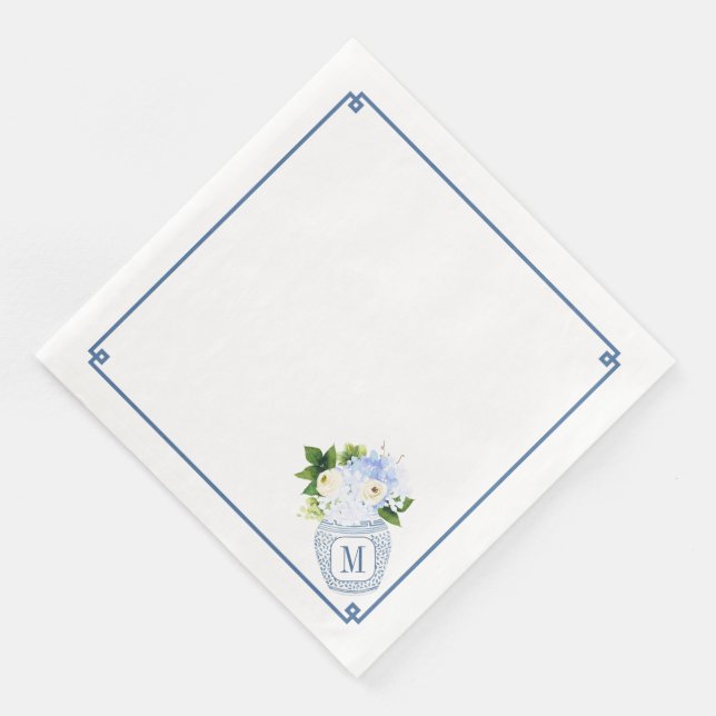 Chinoiserie Monogram Wedding Serviette (Ecke)