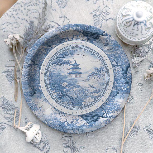 Chinoiserie-Muster-Namen der geometrischen Grenze  Pappteller (Von Creator hochgeladen)