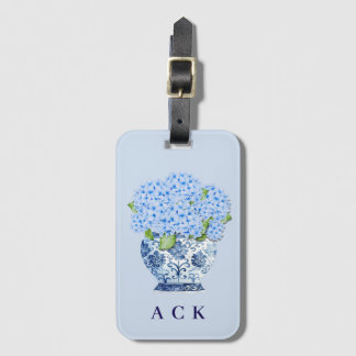 Chinoiserie Nantucket Blue Hydrangeas Luggage Tag Gepäckanhänger