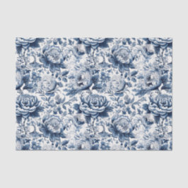 Chinoiserie Navy Blue White Peak Floral Decoupage Seidenpapier