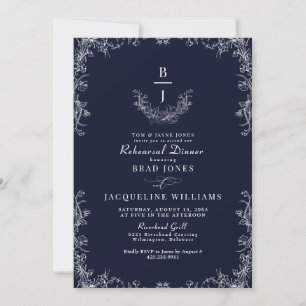Chinoiserie Navy Elegante Probe Abendessen Einladung
