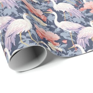 Chinoiserie Navy Floral Egret Geschenkpapier