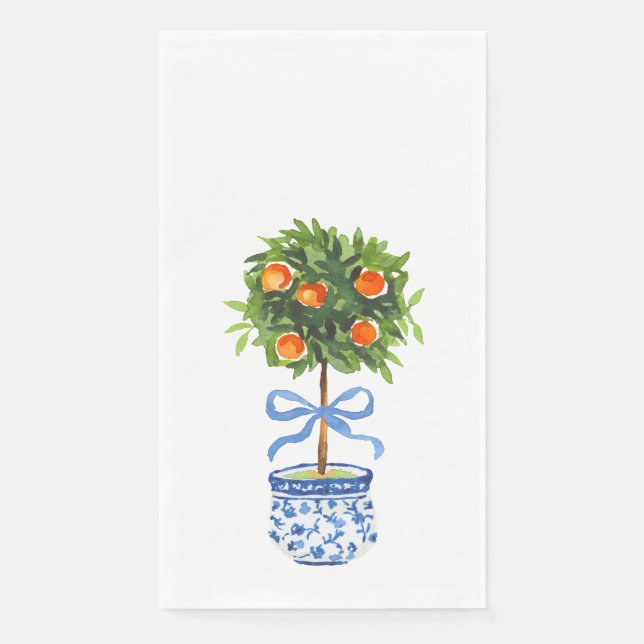 Chinoiserie Orange Citrus Topiary Napkins Serviette (Vorderseite)