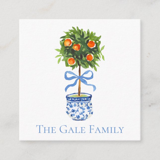Chinoiserie Orange Topiary, Ginger Jar Custom Begleitkarte (Vorderseite)