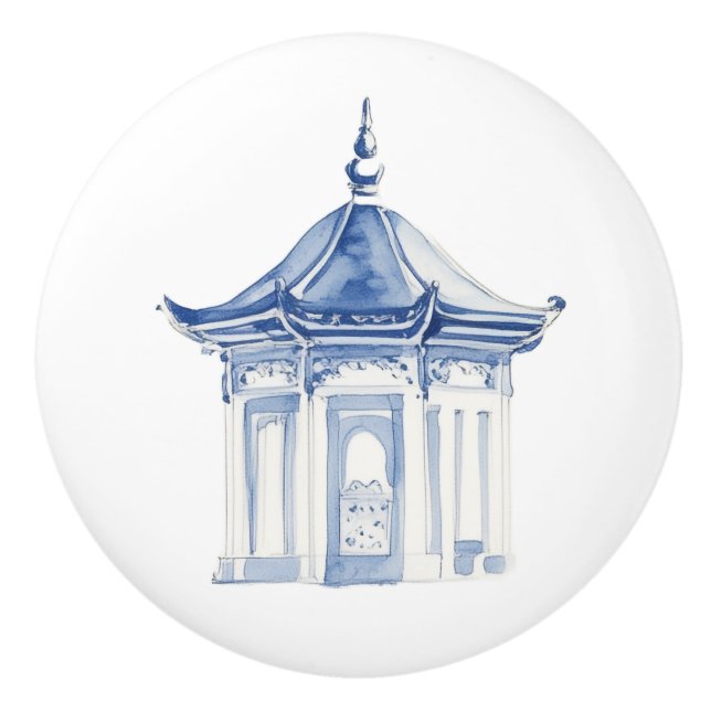 Chinoiserie Pagoda 3 Keramikknauf (Vorderseite)