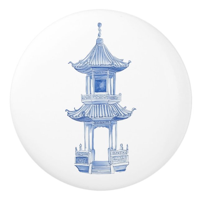 Chinoiserie Pagoda 4 Keramikknauf (Vorderseite)