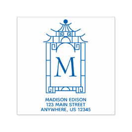 Chinoiserie Pagoda Adressenselbstklebende Briefmar Permastempel