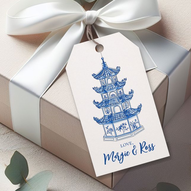 Chinoiserie Pagoda Custom Geschenkanhänger (Von Creator hochgeladen)