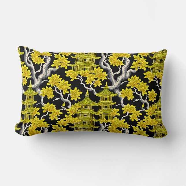 Chinoiserie Pagoda Lendenkissen (Vorderseite)
