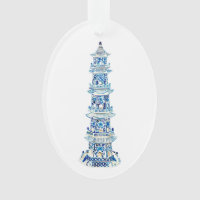 Chinoiserie Pagoda Oval Akropolis Ornament