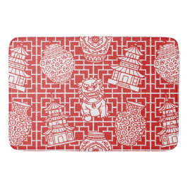 Chinoiserie Pagoda – Red Preppy Asian Garden Badematte