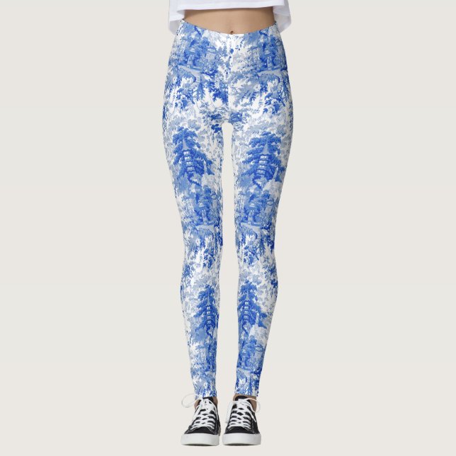 Chinoiserie-Palast Toile ~ Weide-Ware-Leggings Leggings (Vorderseite)