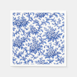 Chinoiserie-Papierservietten, Blaue Blumenparty Serviette
