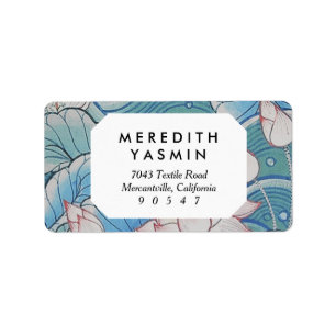 Chinoiserie Pastell Oriental Pink & Blue Floral Adressaufkleber