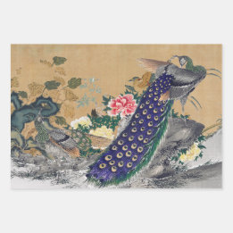 Chinoiserie Peacock mit dusty Rose und verblasstem Geschenkpapier Set