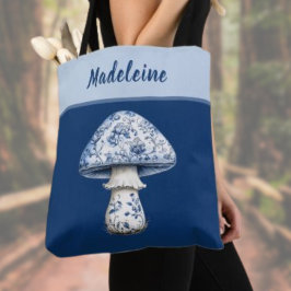 Chinoiserie-Pilz iBlue Weiß auf Navy-Monogramm 
