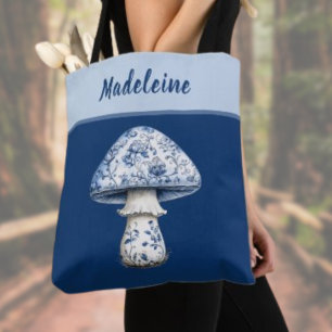 Chinoiserie-Pilz iBlue Weiß auf Navy-Monogramm