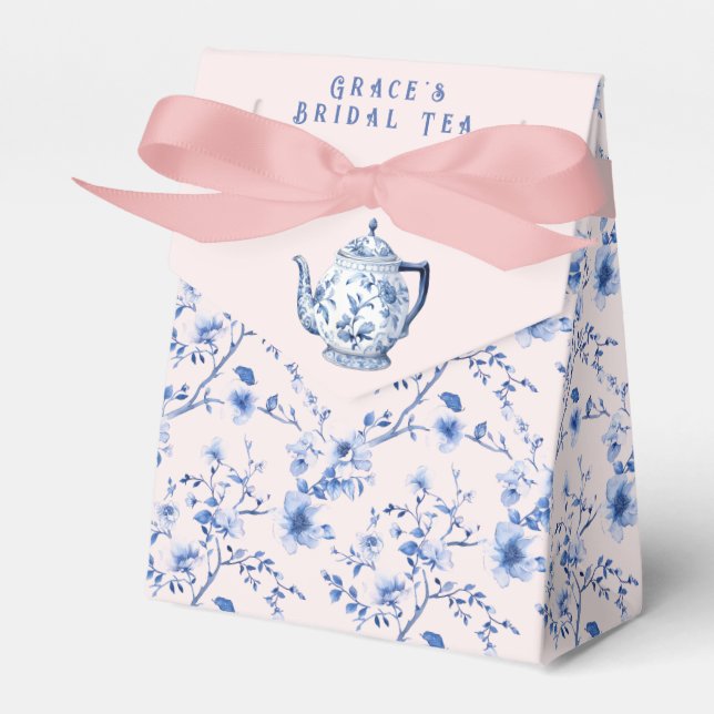 Chinoiserie Pink & Blue Bridal Tee Geschenkschachtel (Vorderseite)