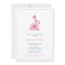 Chinoiserie Pink Bunny Baby Girl Dusche