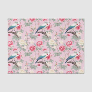 Chinoiserie Pink Floral Egret Seidenpapier