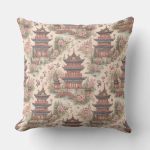Chinoiserie Pink Pagoda Kissen