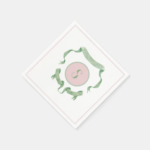 Chinoiserie Pink Ribbons Logo-Wappen Serviette