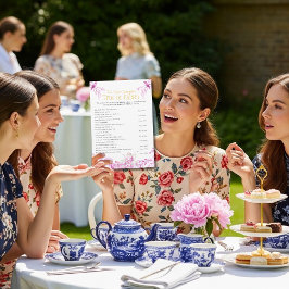 Chinoiserie Pink Tea Etiquette Bridal shower game Einladung