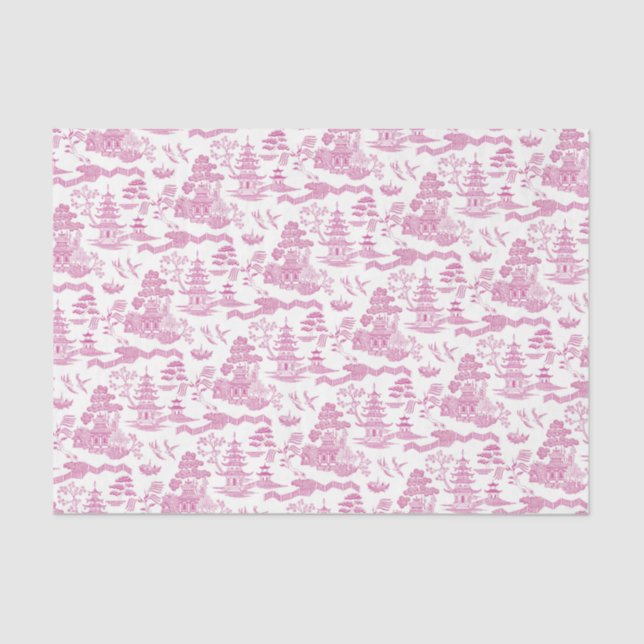 Chinoiserie Pink Willow Decoupage Tissue Paper Seidenpapier (Vorderseite)