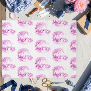 Chinoiserie Pink Willow Wasserbrücke Seidenpapier